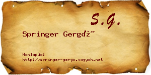 Springer Gergő névjegykártya